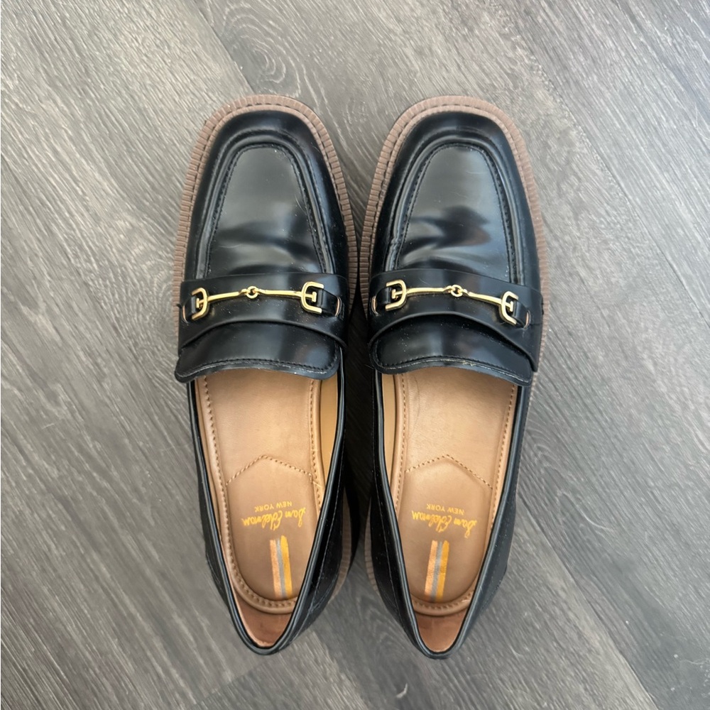 Sam Edelman Black Loafers with Gold Accent